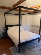 Four Poster Bed Frame King Size Black