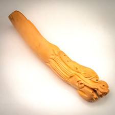 Chinese Boxwood Tea Scoop Carved Dragon Head Handle 5 Inch Gongfu Tool