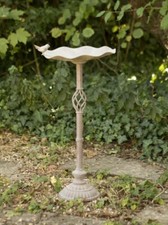 Decorative Vintage Metal Bird Bath Bowl & Ornate Stand Garden Decor Gift