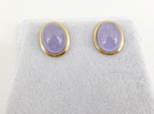 14ct Gold Jade Earrings Lavender Purple Studs 585 New Butterfly with gift box