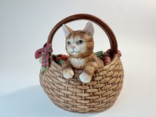 Vintage Schmid Gordon Fraser Orange Ceramic Cat Music Box Christmas 1992 Working