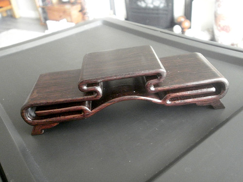 Carved ironwood tier - ironwood, stand
