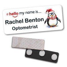 Hello Name Badge SMN Nurse Christmas Doctor Penguin Santa Hat Magnet Pin Xmas