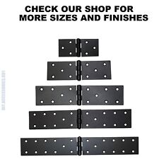 Backflap Strap Hinge Heavy Duty Powder Coated Tee Door Gate Box Shed BLACK 1pcs