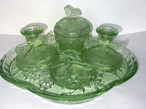 Vintage green glass - green,