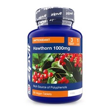 Zipvit Hawthorn 1000mg, 90 Vegan Hawthorn Tablets.  Antioxidant Support