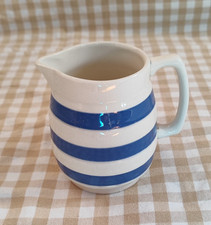 Vintage Staffordshire Chef Ware Blue & White Striped Jug Milk Custard Retro