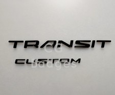 Gloss Black Rear Tailgate Door Badges for Ford TRANSIT CUSTOM Dechrome 2014-2022