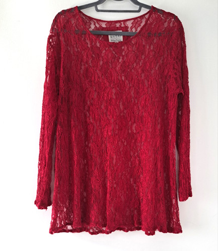 Womens red stretch lacy top - red,