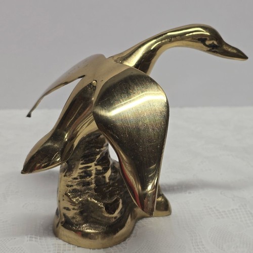 Vintage mcm brass - flying, goose