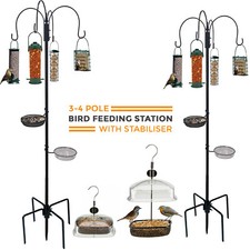Metal Complete Bird Feeding Station 4 Feeders Stand Garden Wild Birds Feeders