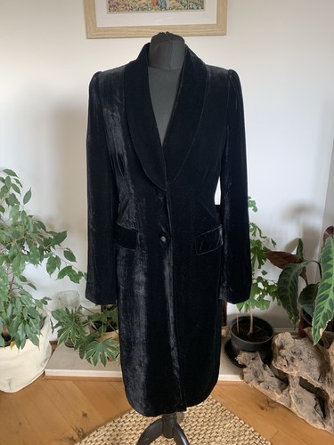 Hobbs black velvet coat jacket - black,