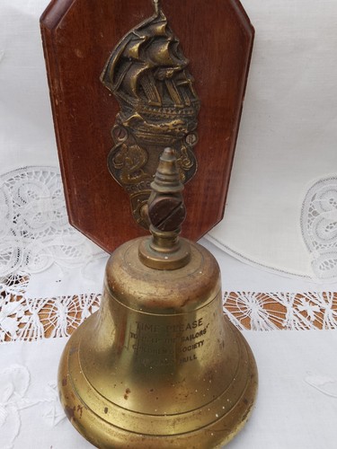 Antique brass pub bell wall - antique,