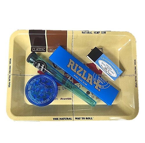 Raw mini rolling tray set - tray, blue