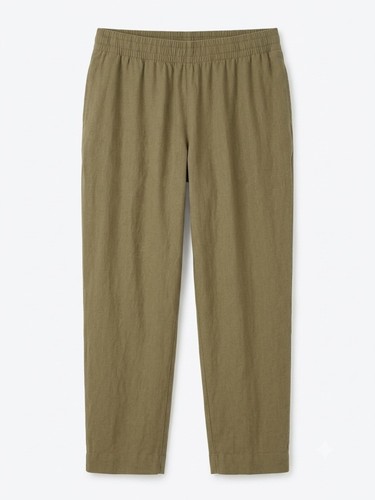 Linen blend olive pants - linen,