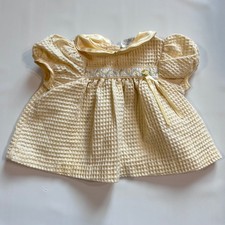 Vintage Rose Cottage Baby Dress 3-6 Months Yellow Waffle Texture With Roses