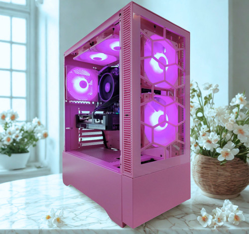 Custom pink gaming desktop - pink,