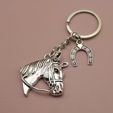 Silver Horse Head Keychain Handmade Fashionable Keyring Handcrafted Gift