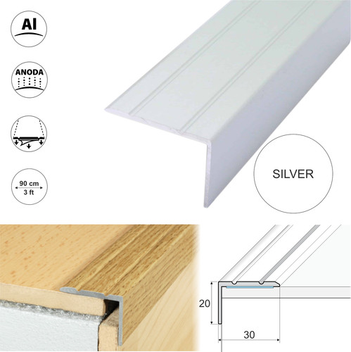 Aluminium stair nosing edge - aluminium,