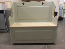107CM PAINTED MONKS BENCH- SETTLE- PEW- SEAT STORAGE- HAND MADE- F&B FRENCH GREY