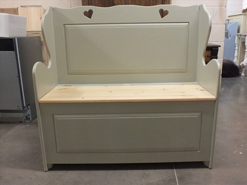 107cm painted monks bench - painted, bench-