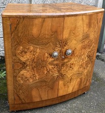 VERY RARE ART DECO WALNUT DRINKS COCKTAIL CABINET MINT   -  DELIVERY AVAILABLE