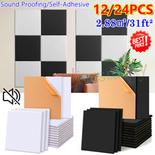 24pack Acoustic Wall Panels Studio Sound Proofing Insulation Self-Adhesive Tiles