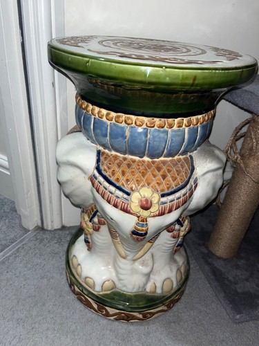 Antique ceramic round - ceramic, elephant