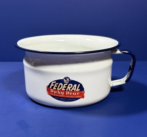 Vintage enamelware chamber - chamber, pot