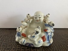 Vintage Laughing Buddha With Children Happy Family Fortune 1940’s Porcelain 