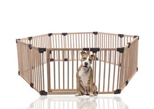 Bettacare Wooden Dog Pen, Hexagon, 6 x 120cm, Natural Wood, 76cm High