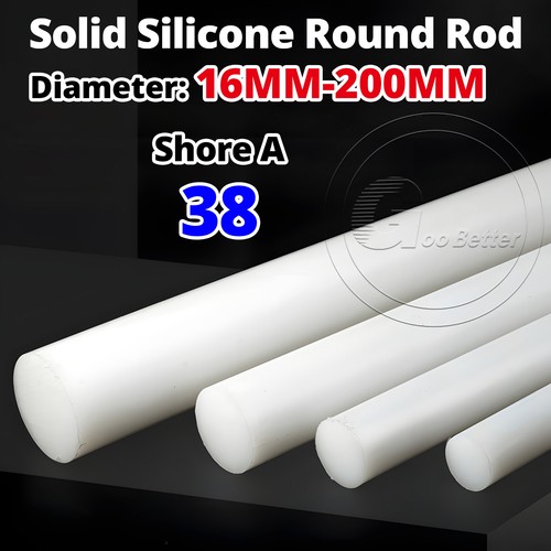 White solid silicone round rod - white,