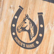 HORSE SHOE NAME - PERSONALISED Horsebox Equestrian Trailer Vinyl Sticker Decal