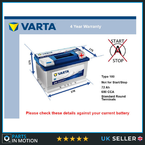 Car battery e43 varta 100 - battery,