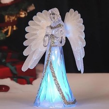 Angel Snow Globe Lamp  LED Colour Changing Fibre Optic Wings Christmas Ornament