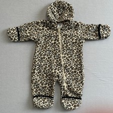 Columbia Leopard Print Fleece Bunting Suit Hoodie Coverall 12 Months