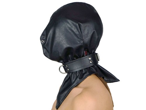 Lockable black leather gimp - lockable,