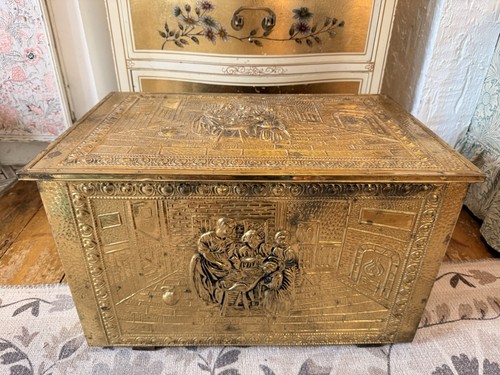 Vintage embossed brass pub - brass,