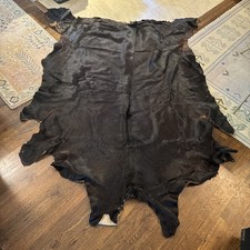 Large Real Cowhide Rug Dark Brown (approx. 6ft x 8ft) ships fast 