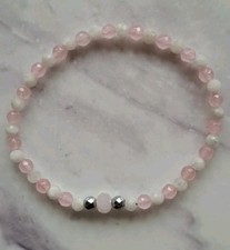 Moonstone with Rose Quartz gemstone small bead bracelet - fertility