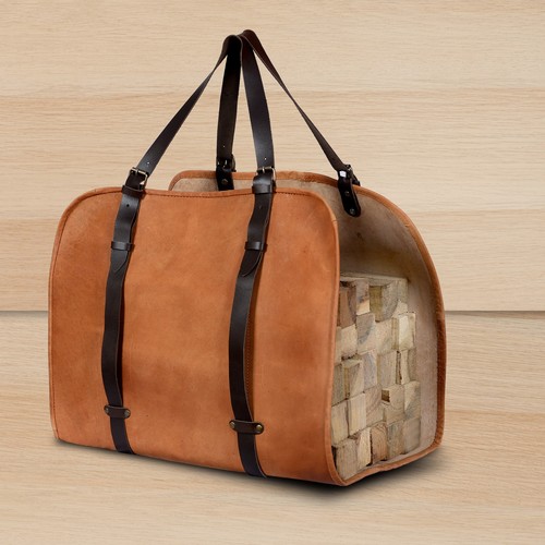 Leather firewood log - leather,