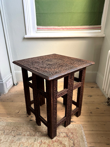 Antique carved walnut folding - walnut,