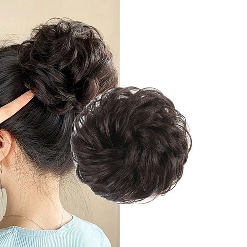 Real natural curly messy bun - curly,