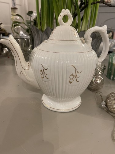 Vintage elegant white teapot - vintage,