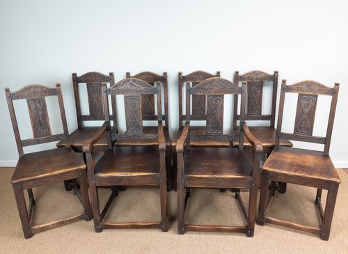 Set carved oak - of,