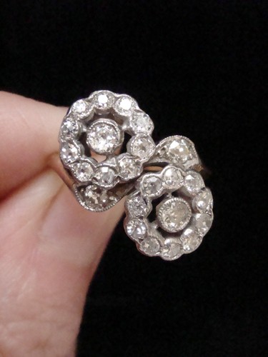 Edwardian 18ct platinum double - edwardian,