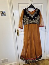 Rust and Black Anarkali Suit