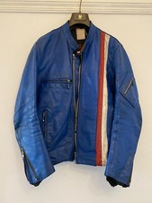 vintage BELSTAFF blue biker leather jacket motorcycle punk rock 38-42 aqua lewis