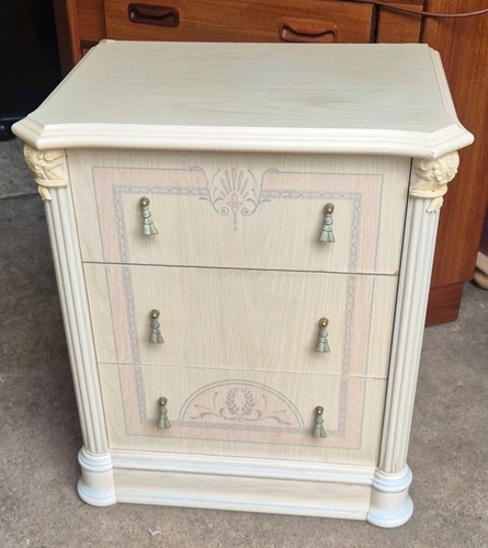 Cream ornate drawer bedside - cream,