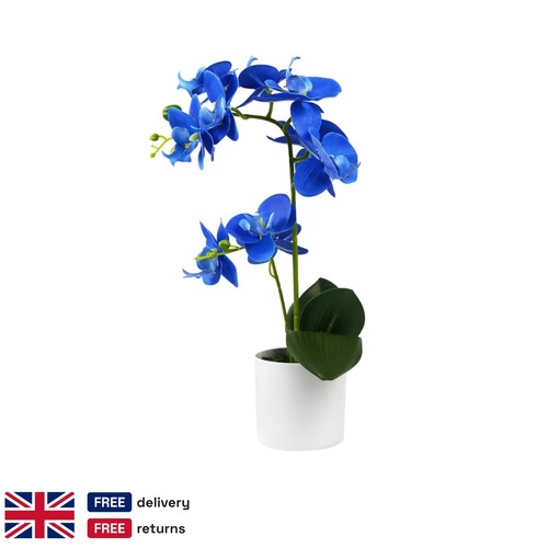Potted artificial blue orchid - potted,